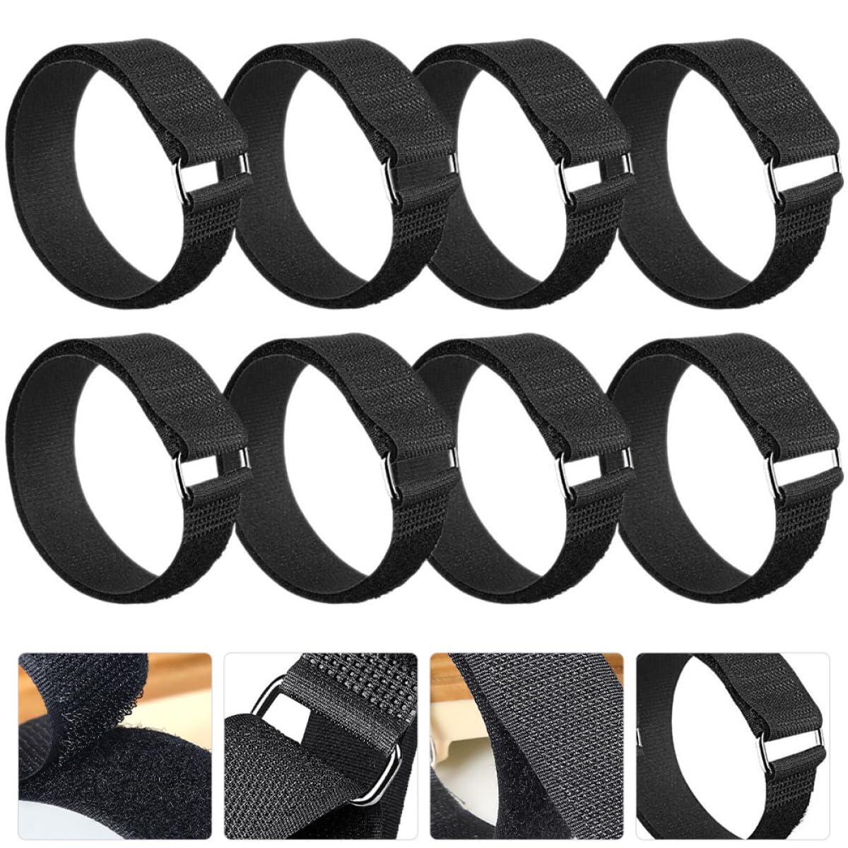Uonlytech Crampones Antideslizantes para Zapatos y Botas, 4 Pares, Nylon y Metal, Correas Ajustables, para Senderismo y Terrenos