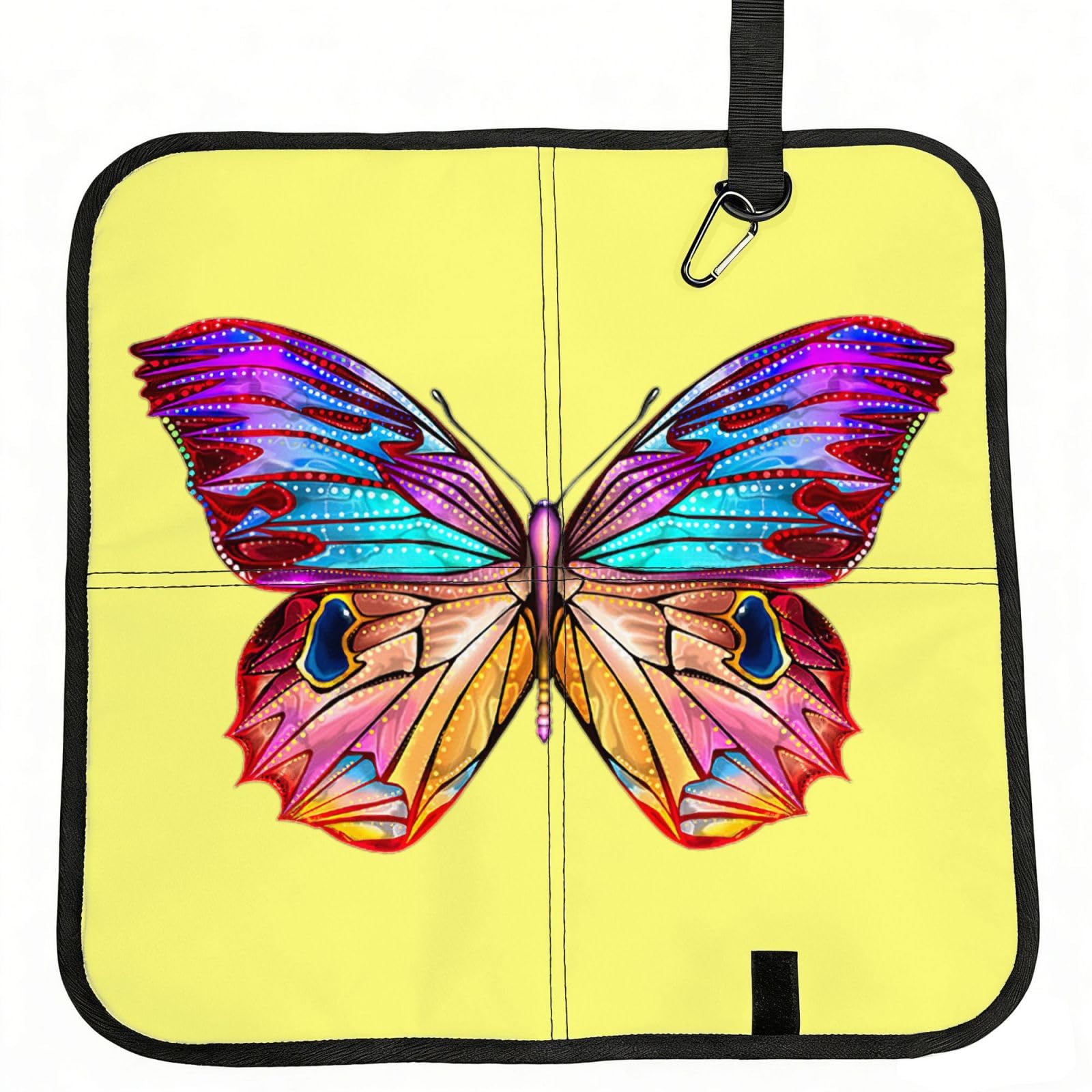 bghdfa Colorful Butterfly Print Outdoor Sitting Mat Waterproof Oxford Cloth Seat Cushion Folding Foam Camping Seat For Picnic