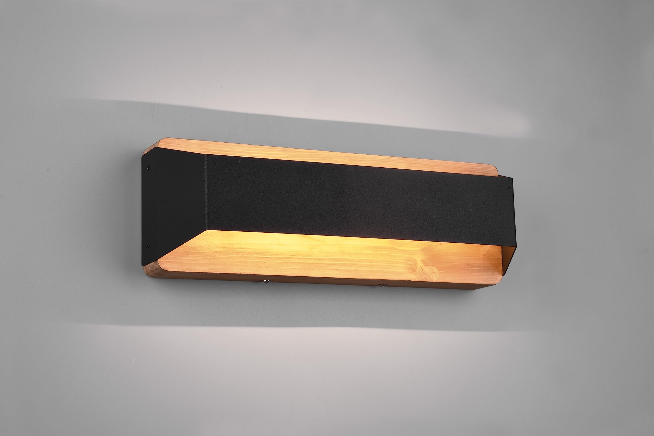 Trio Leuchten LED Wandleuchte Arino 224819132, Metall Schwarz matt, Holz, inkl. 13.5 Watt LED, Switch Dimmer
