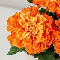 Vista 3 de Factory Direct Craft Arbusto de caléndula artificial naranja, flores de caléndula de seda de cempasuchil para el día de los muertos, día de muertos