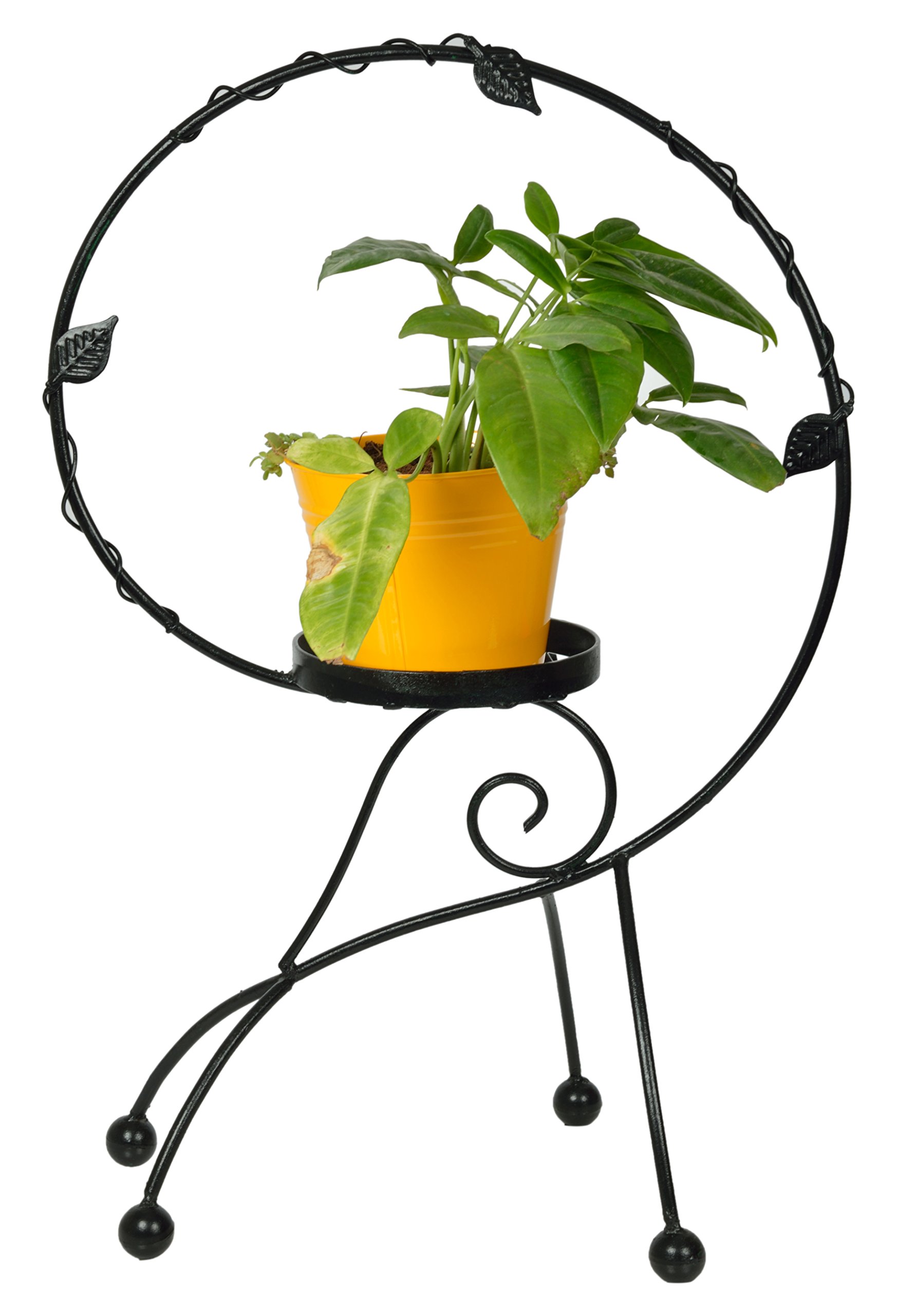 Green Gardenia Iron Snail Shape Plant Stand/Pot Stand with GI-Metal Planter -Yellow