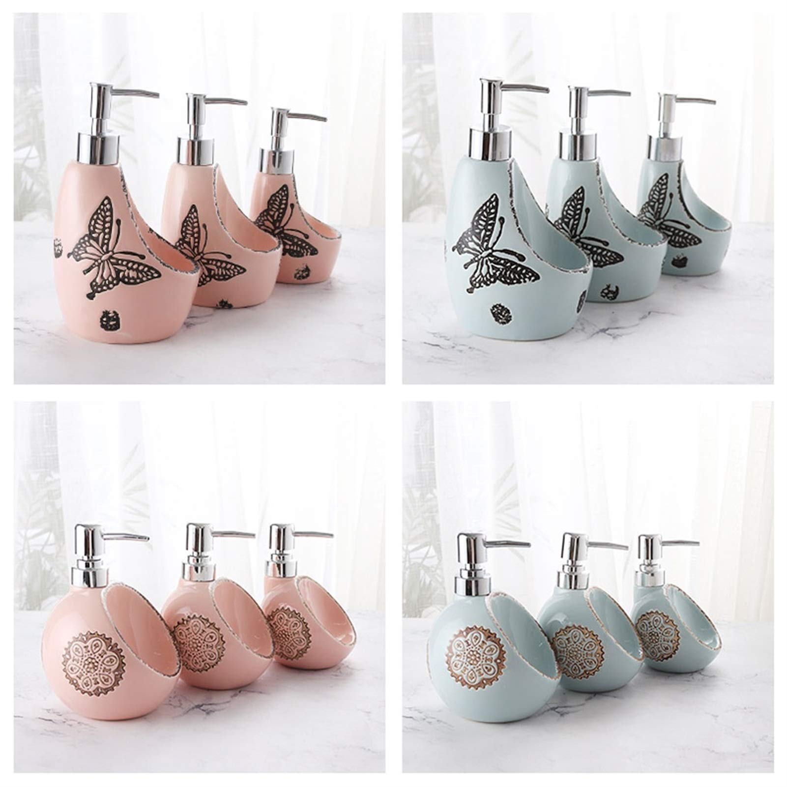 Dispenser per sapone liquido Lozione detergente ceramica Dispenser maniluvio dispenser di sapone Bagno Doccia Lotion Dispenser Soap Dispenser Dosatore Sapone Ricaricabile ( Color : B , Size : MEDIUM )