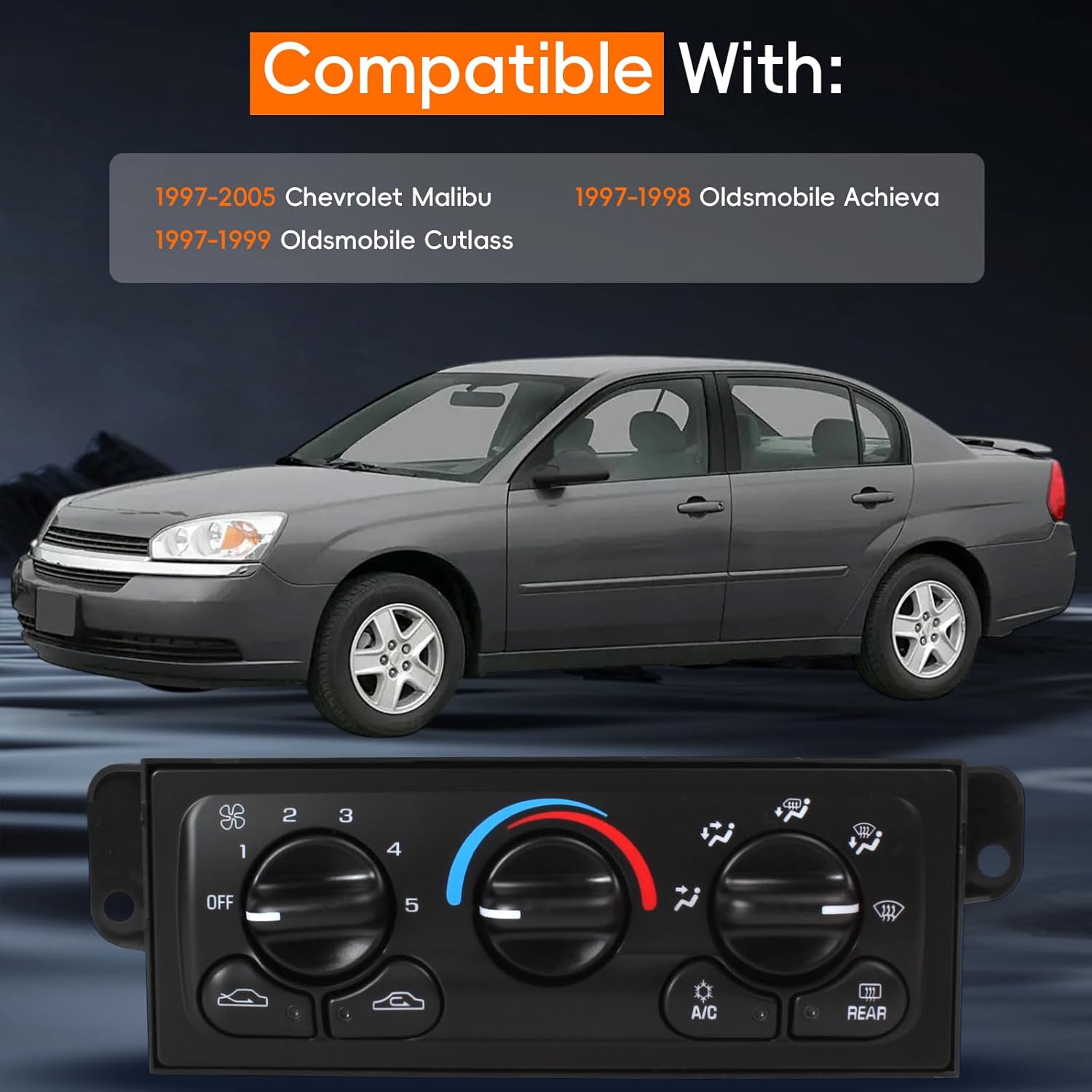 599-213 HVAC Climate Control Module Fit for 1997 1998 1999 2000 2001 2002 2003 2004 2005 Chevy/Chevrolet Malibu, 599213 AC Heater Control, HVAC Control Panel Replace 22601654 22601655 22718118