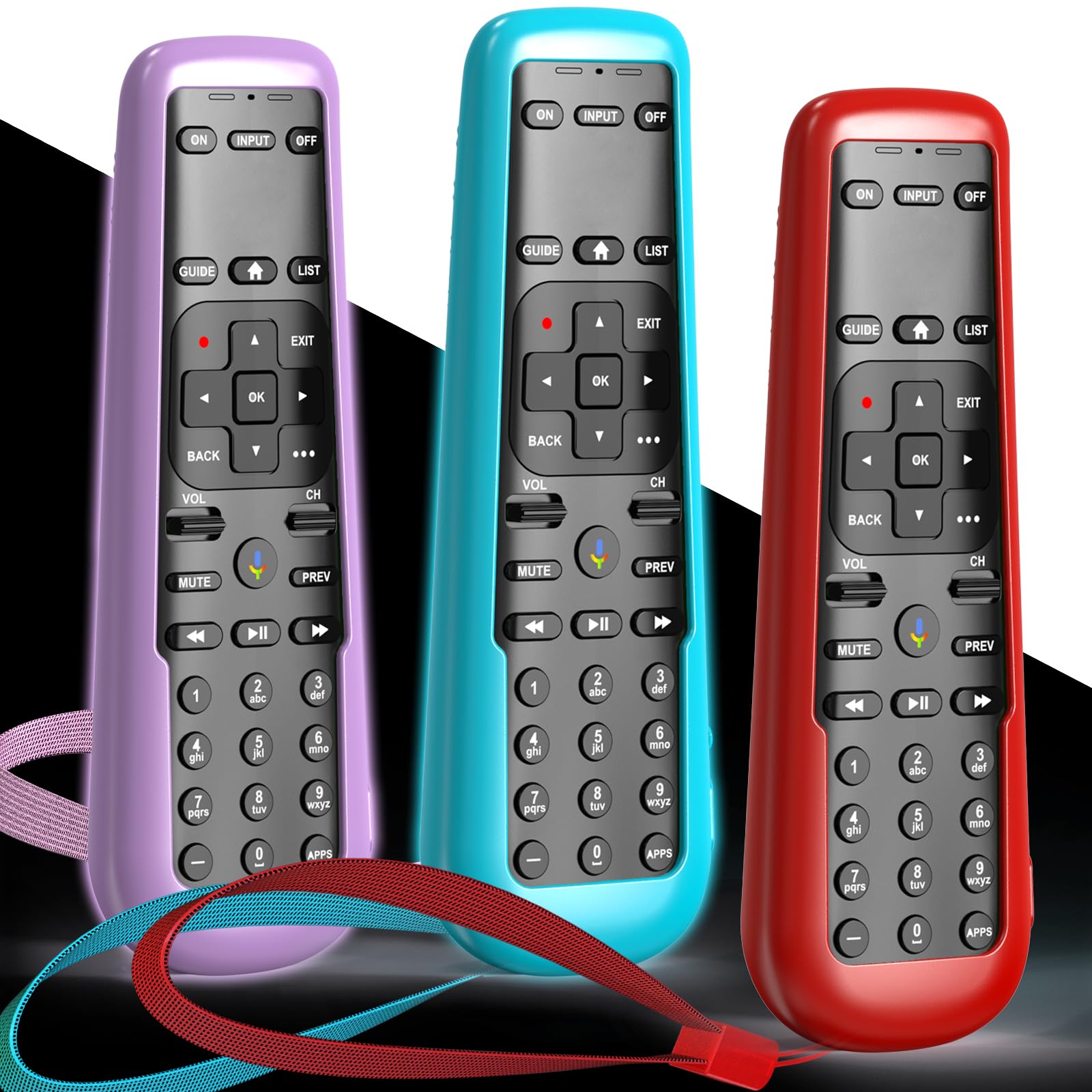 Paquete de 3 fundas para mando a distancia DirecTV, funda para receptor AT&T TV Now C71KW / RC82V, funda para control remoto por voz, color morado, azul y rojo