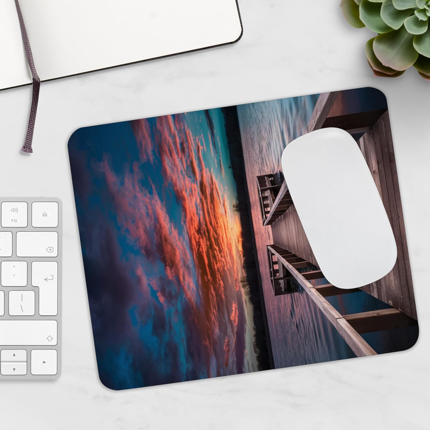 Calm Nature Mouse Pad with Lake Dock at Sunset – Scenic Desk Mat for Office, Home Workspace Decor - Image 4