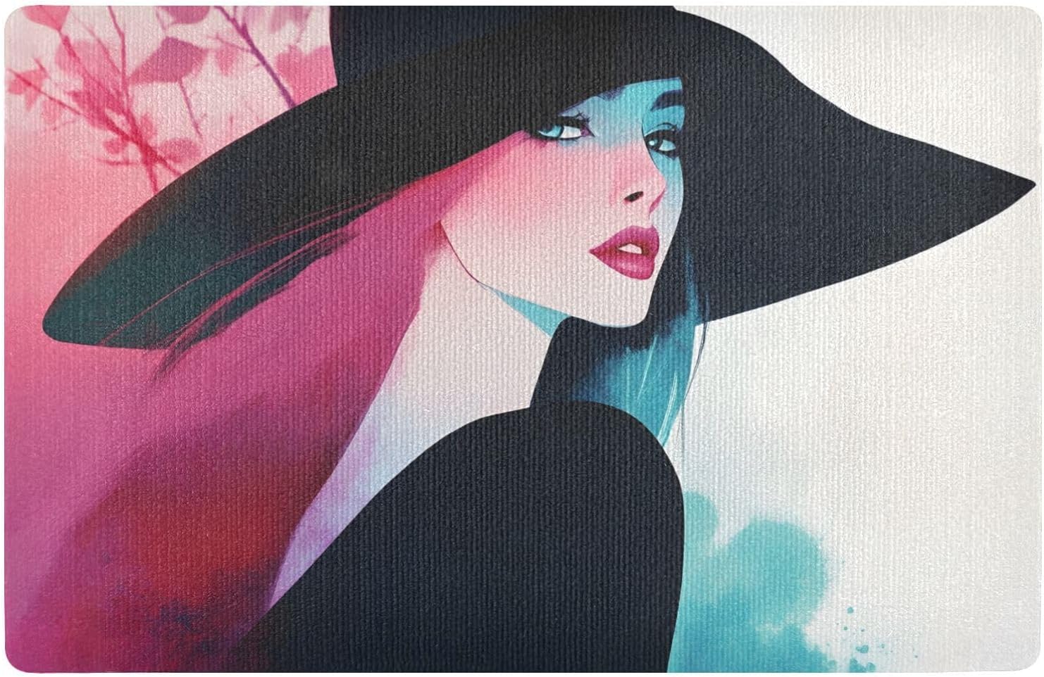 Doormat Fancy Woman, Welcome Mat 20x32 inch Dirt Resist, Door Mat for Entryway Front Door Bedroom Bathroom