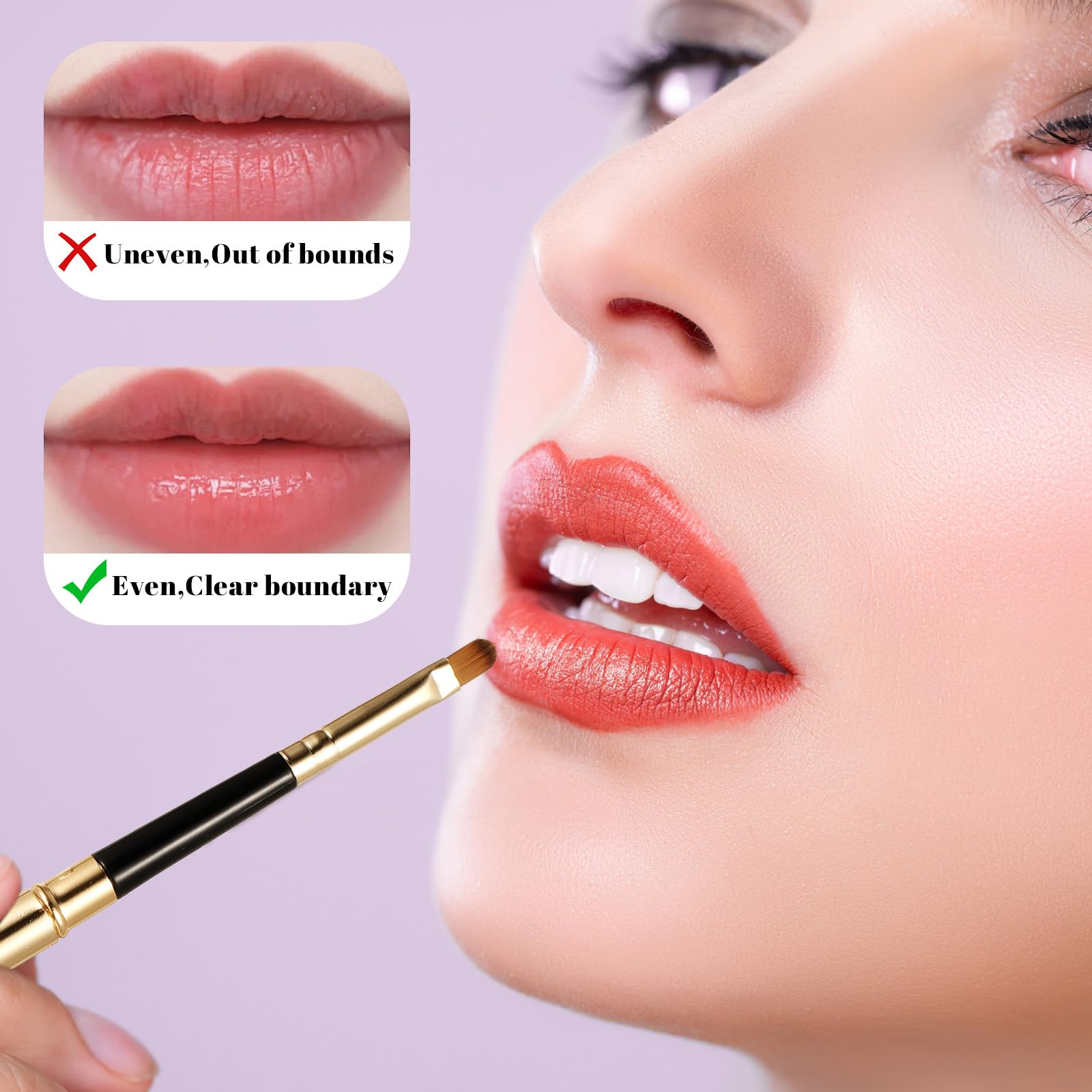 Kit de brochas aplicadoras de labios para delineador, varillas brillantes, herramientas cosméticas profesionales de viaje