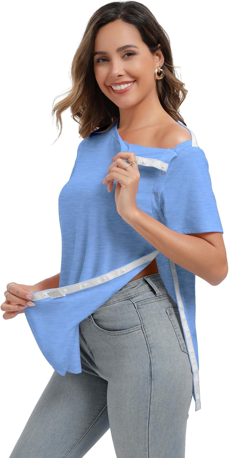Deyeek Post Surgery Shirts Women Shoulder Recovery Tear Away Chemo Port Access Rotator Cuff Rehab Adaptive Clothing Hospital