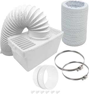 SPARES2GO Condenser Vent Box & Extra Long Hose Kit Compatible with White Knight Tumble Dryers (with Connection Ring)