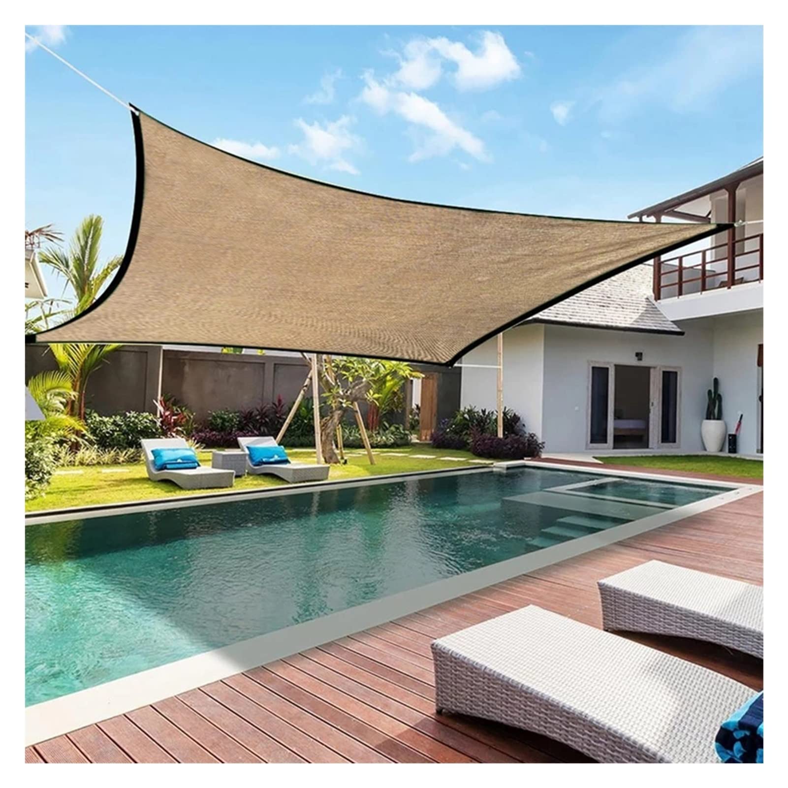 Sunshades Depot Summer Garden Sun Shade Net Outdoor Shade Sail Balcony Camping Sun Shelter Patio Pool Awning Canopy Mesh (Color : Brown, Size : 2 x1.5m)