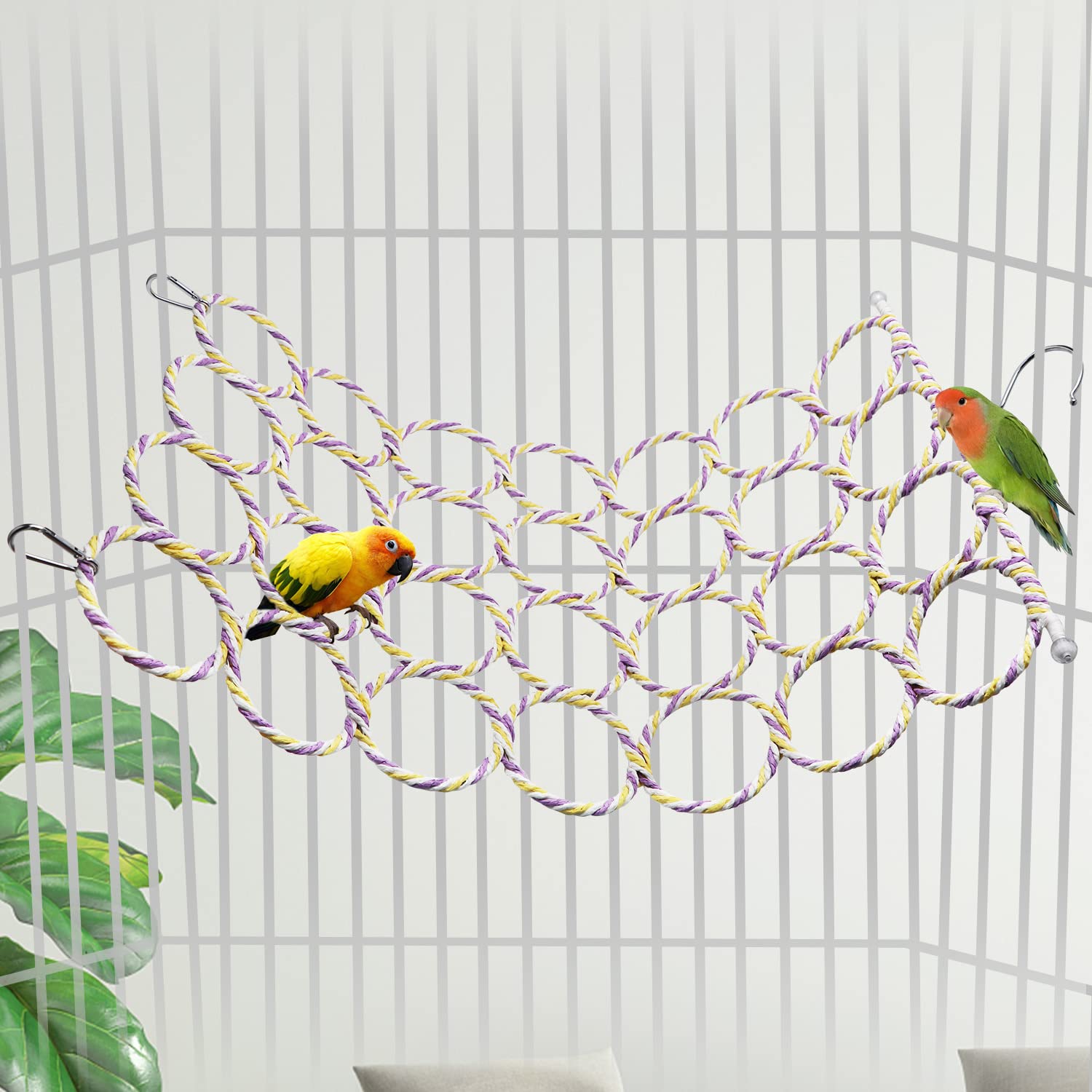 Wontee Bird Rope Climbing Ladder Parrot Hanging Swing Perch for Parakeets Cockatiels Conures Lovebirds Rats (Random Color) - image 3