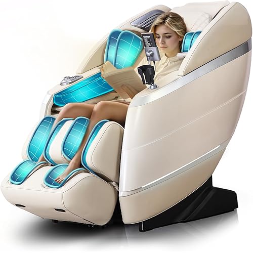 4D Full Body Massage Chair with Flexible 166° Track, Reading Light, 18 Massage Modes, 11 Techniques, 36 Airbags, Zero Gravity Recliner with Yoga Stretch and Foot Massage Beige