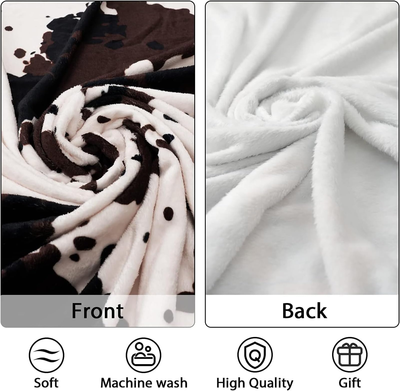 Bruine deken met koeienprint, lichte fleece deken voor het hele jaar door en sprei, pluizige koeienprint, sprei, zacht, gezellig, warm, schattig, babydeken voor peuters, meisjes, jongens
