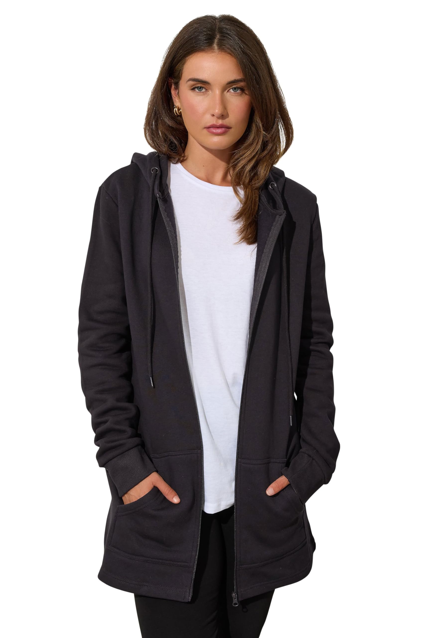 Long Tall Sally - Lts Tall Cotton Longline Hoodie - Women's Black