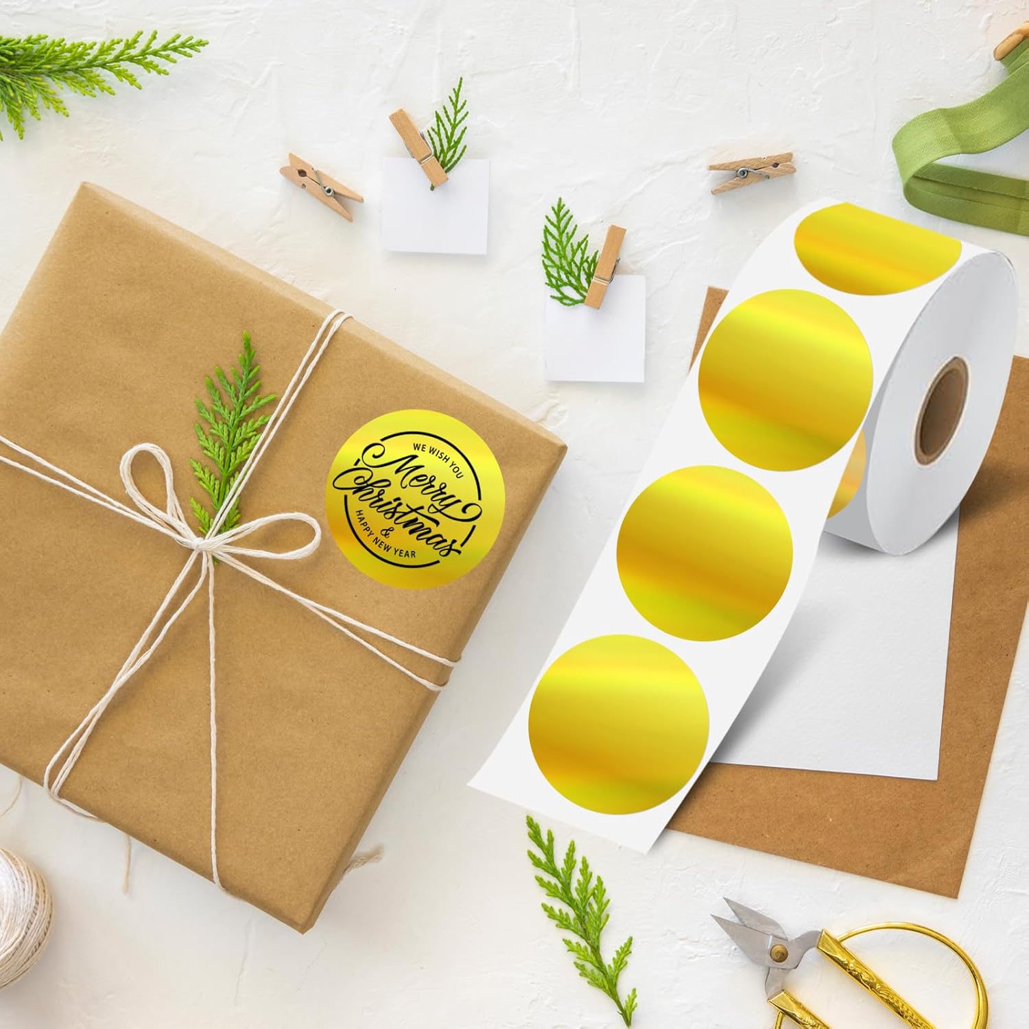 Starboling Thermal Labels,2 Inch Gold Round Thermal Printer Stickers,Self-Adhesive Round Direct Thermal Labels,Thermal Stickers for DIY Logo Design,Name Tag(Gold 300/Roll) - Image 5