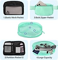 Vista 44 de Riñonera cruzada para mujeres y hombres, bolsa para cinturón para senderismo con correa ajustable, riñonera para correr, entrenamiento, deportes