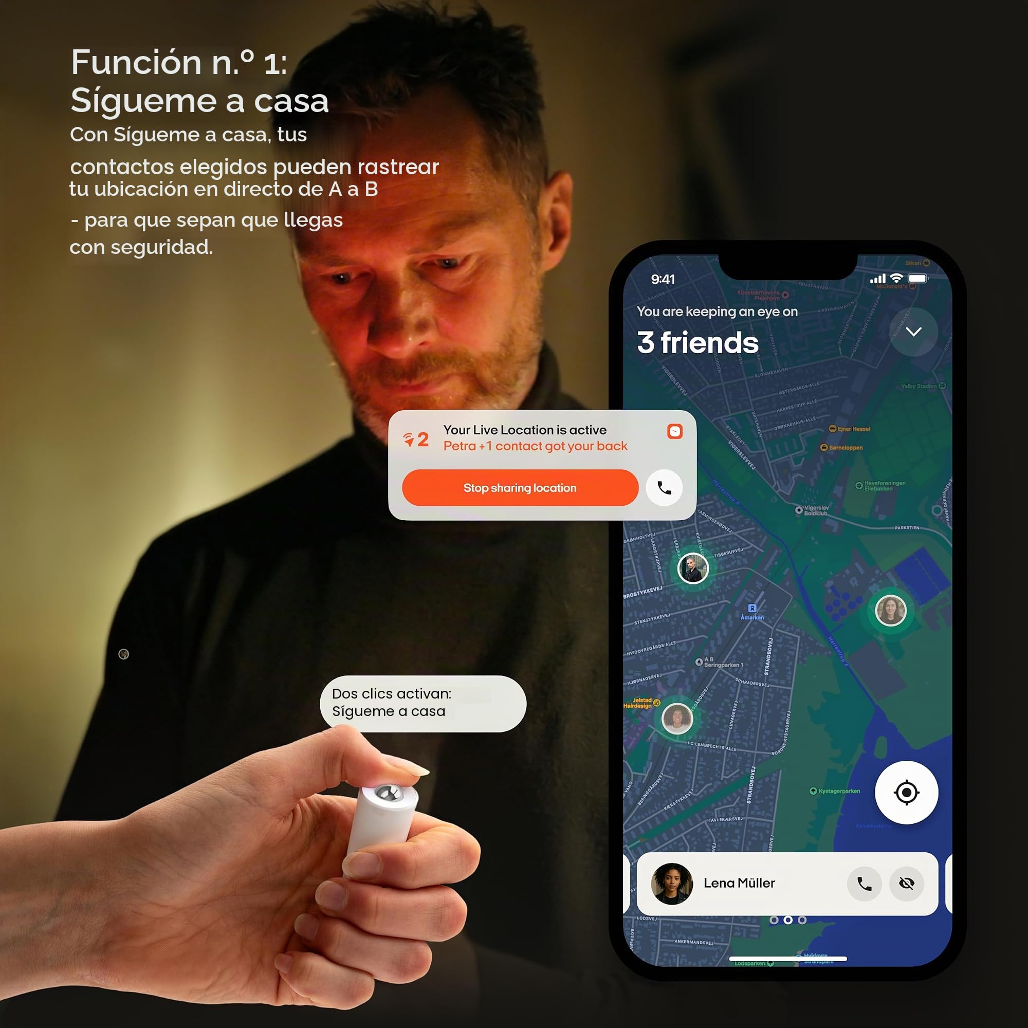 OOONO SIRÈNE – Alarma Inteligente de Bolsillo [con aplicación de ubicación en Vivo] – Alarma Personal para Mujeres, Hombres y niños – alertar a los contactos en Caso de Emergencia pulsando un botón