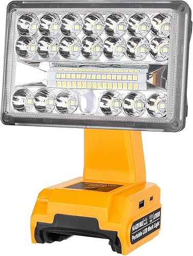 WaxPar 18W para Dewalt Light alimentado por Dewalt 20V Max baterías de iones de litio, 2000LM para linterna Dewalt 20V proyector con puerto USB,