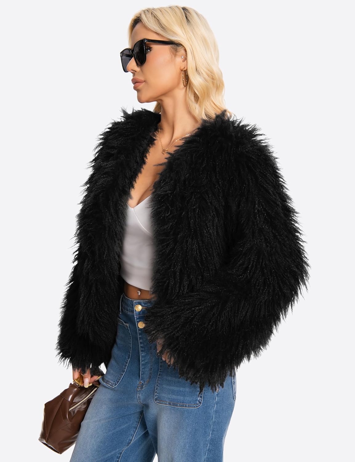 2026 Winter Coats for Women Trendy Faux Fur Coat Fall Fuzzy Jackets Open Front Fluffy Jacket Dressy Casual Outerwear - Image 4