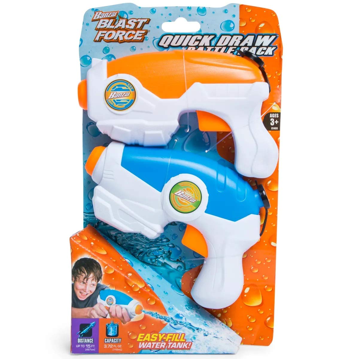 Banzai® Blast Force™ Quick Draw Battle 2-pack Guns, Ages: 3+ - Orange/Blue