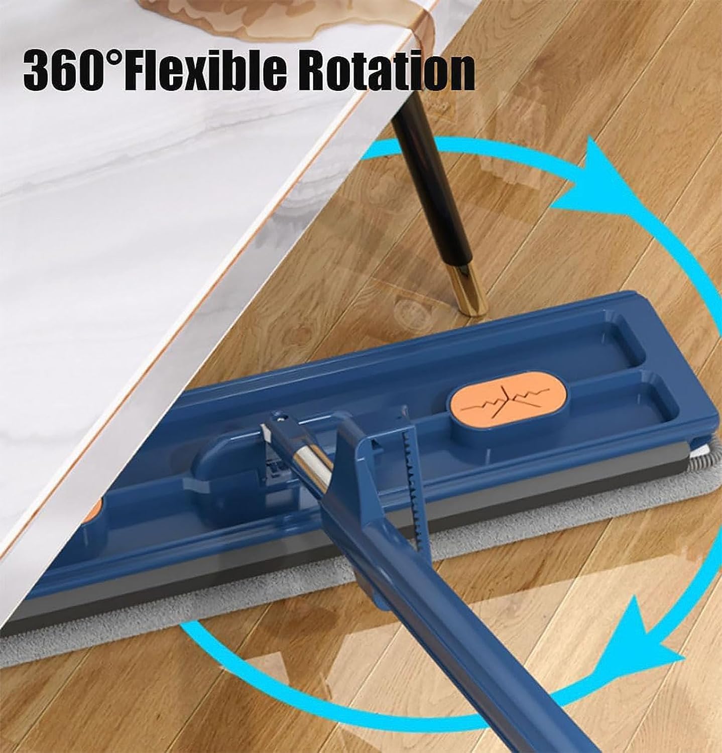Trapeador plano grande, mopa de microfibra autoescurrible con almohadillas de microfibra, rotación de 360 grados en húmedo y seco para limpiar el suelo, incluye fregona y 4 paños con cubo