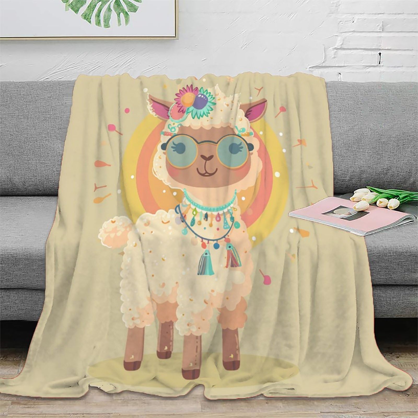 Plaid alpaga doux pour voyage et soirées cocooning en famille 127x152
