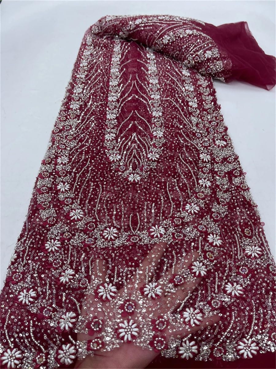 Pizzo francese Guisolid per abiti da sposa africani neri e rossi ricami tessuti