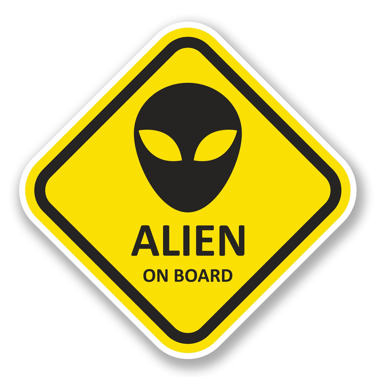 2 x 10cm Alien on Board Vinyl Sticker Laptop Car Bike Joke UFO Camper Van #5790 (10cm x 10cm)