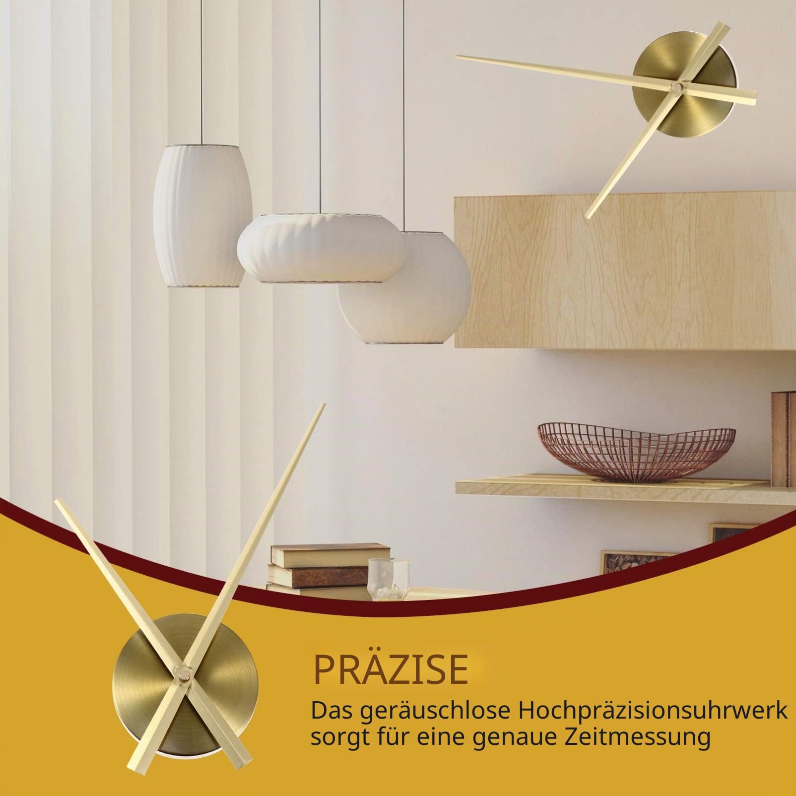 Yardwe Professionelles Quartz Uhrwerk Mit Großen Uhrzeigern DIY Wanduhr Bastelset Für Wohnzimmer Dekoration Und Uhrersatzteile 12.40X9.25X1.18In