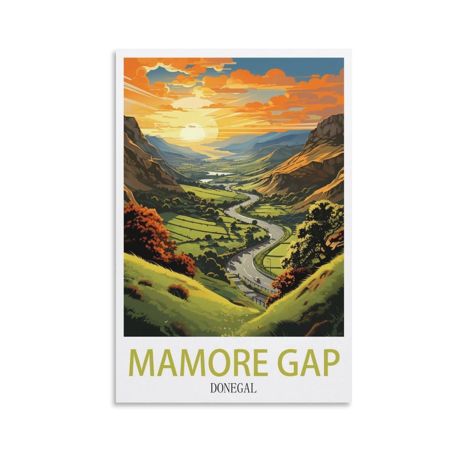NAEGV Paint by Numbers Kits Mamore Gap Donegal Travel Poster Arts and Crafts for Beginner, Paint by Numbers Acrylic Pigment Drawing Paintwork Wall Art 30x40cm
