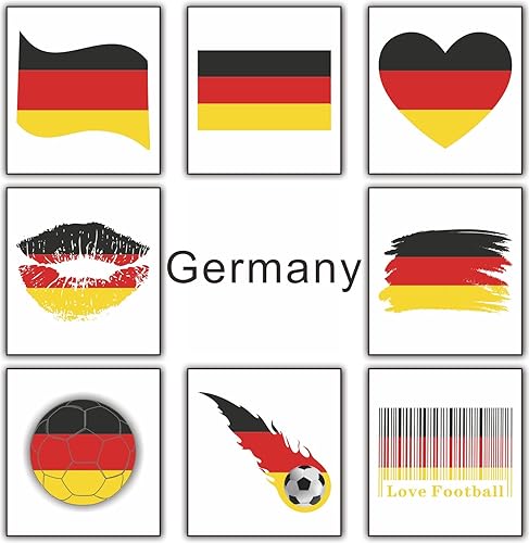 Miniatura 2 de Meme Series 40 hojas de tatuajes temporales de la bandera de Alemania para niños, tatuajes faciales temporales de fútbol