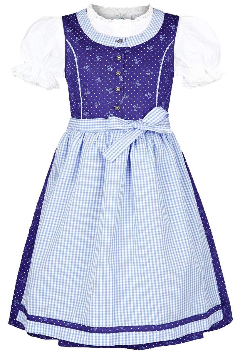 Isar-Trachten Dziewczęca dirndl dziecięca z bluzką jasnoniebieska, niebieska (Marine), 80, niebieski (Marine), 80 cm
