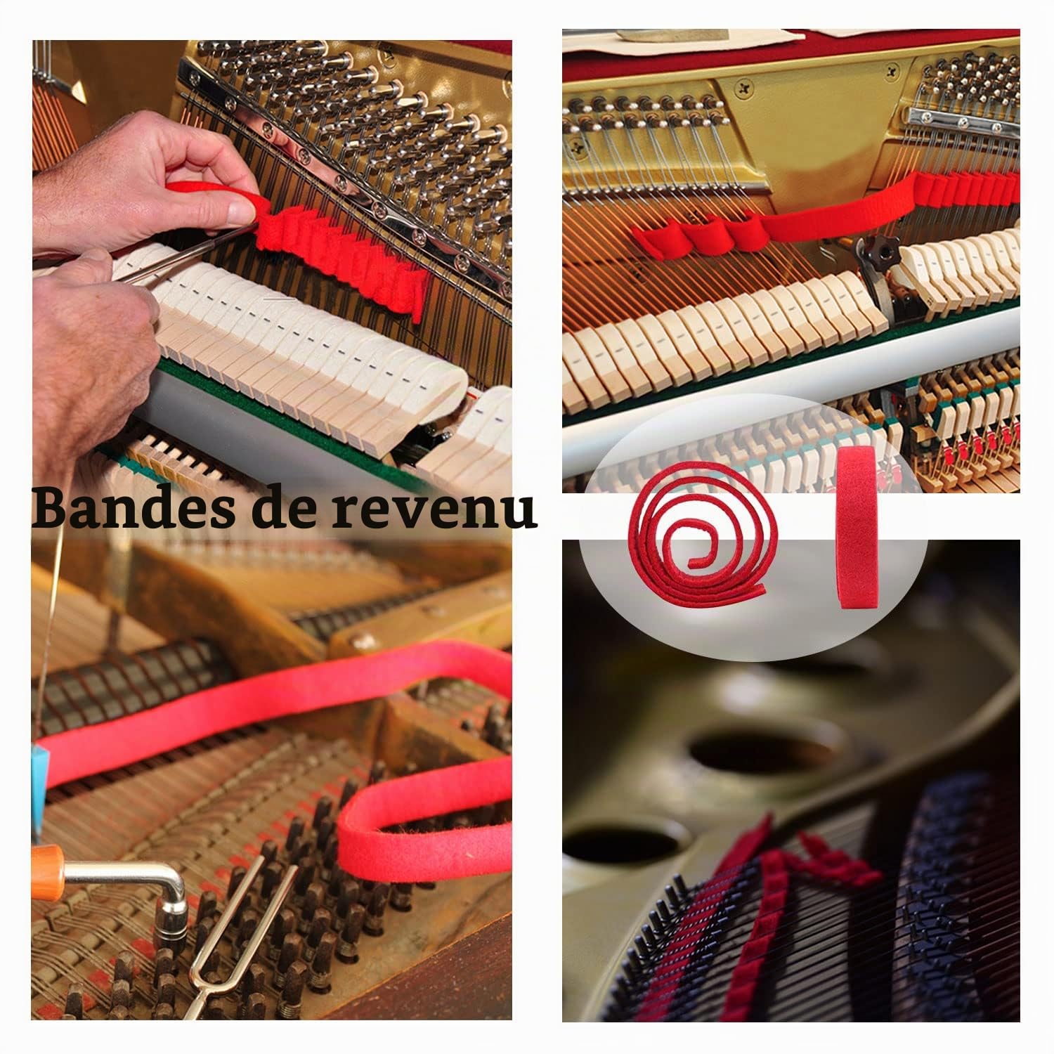 IT Kit de réglage de piano Clé d'accord d'outils Outils de marteau Ensemble d'accessoires Bande de tempérament en feutre en caoutchouc