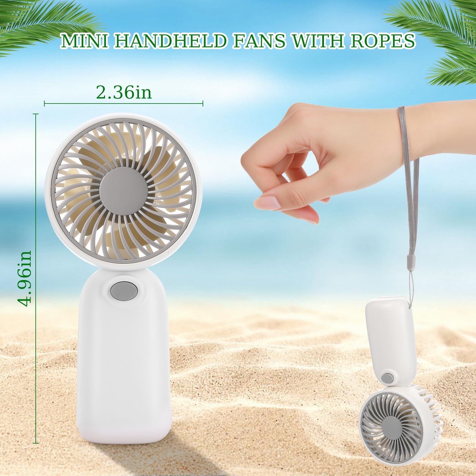 Woanger Tragbarer Mini-Handventilator, Großpackung mit Seilwimpern, Schreibtischventilator für Make-up, Sommer, Wertschätzung, Geschenke, einzeln verpackt, für Hochzeit, Reisen, Camping, Wandern, Grau