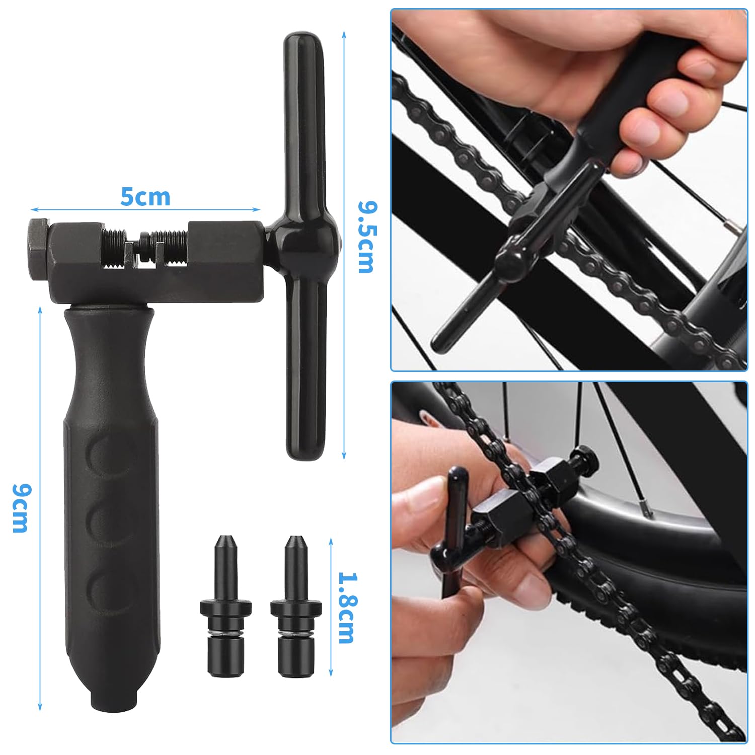 Smagliacatena Bici Kit Riparazione Catena Bici Universale - Include  Smagliacatena, Pinza E 5 Link (6-12 Velocit�) Pulisci Catena Bici