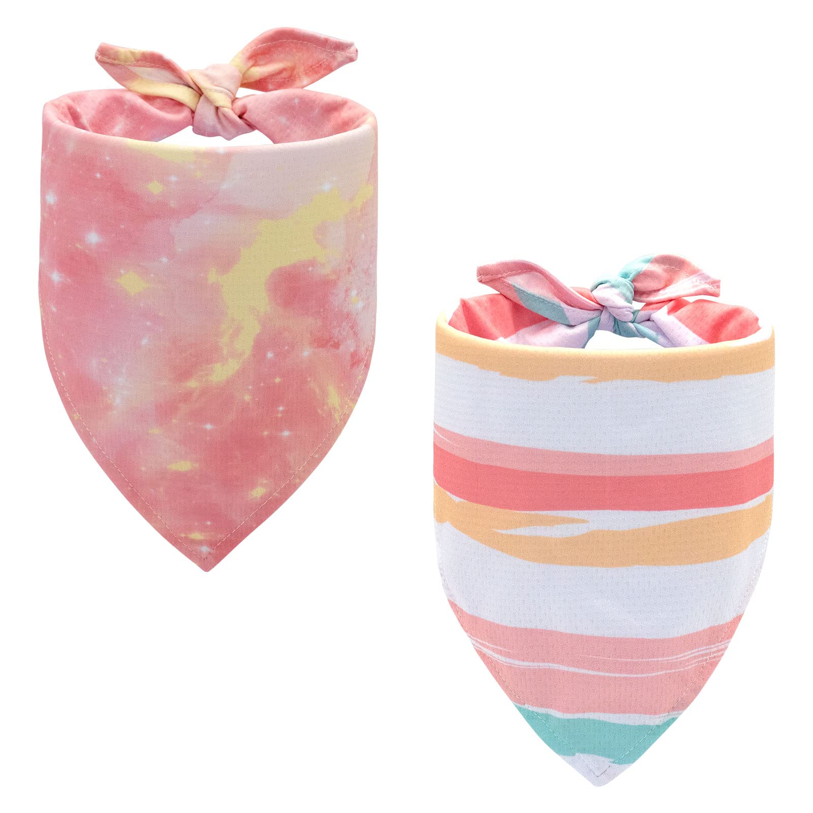 cyeollo 2 Pack Dog Cooling Bandanas Pink Stripe Chill Out Pet Cooling Bandana Summer Breathable Doggie Scarf for Small Medium Large Dogs