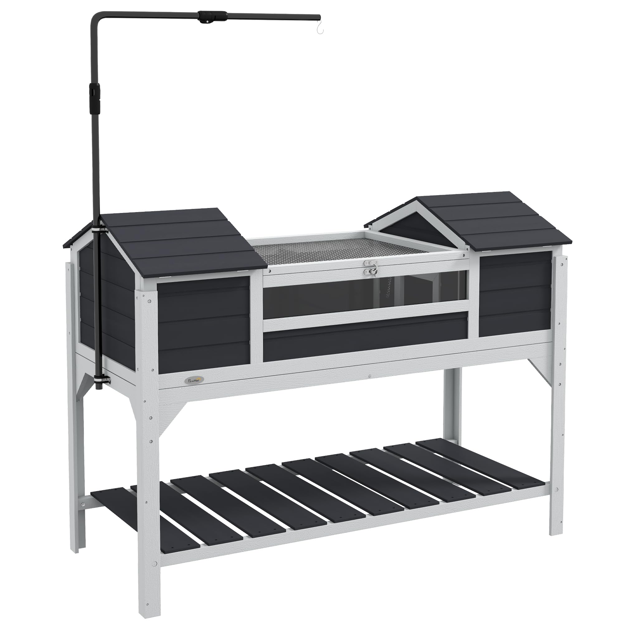 Maison Pour Tortue PawHut 2 Niveaux - Enclos 115x115x82 Cm Avec Rampe, Toit Polycarbonate, 3 Portes