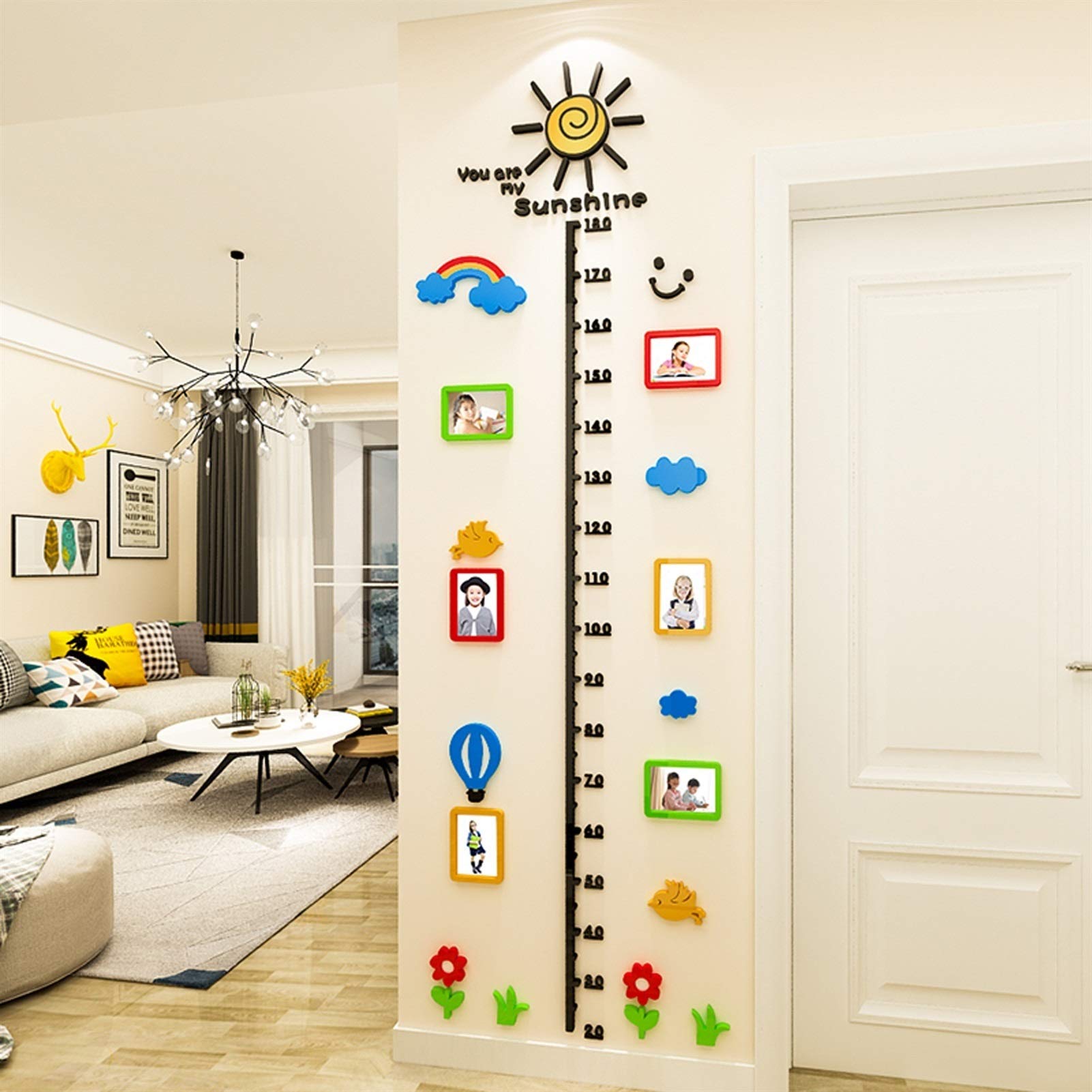 Medidor de Altura Infantil, Pegatinas Pared Gráfico de Crecimiento Niños, Medidores Infantiles para Decoración Habitación Bebe Niña (Size : with Frame)