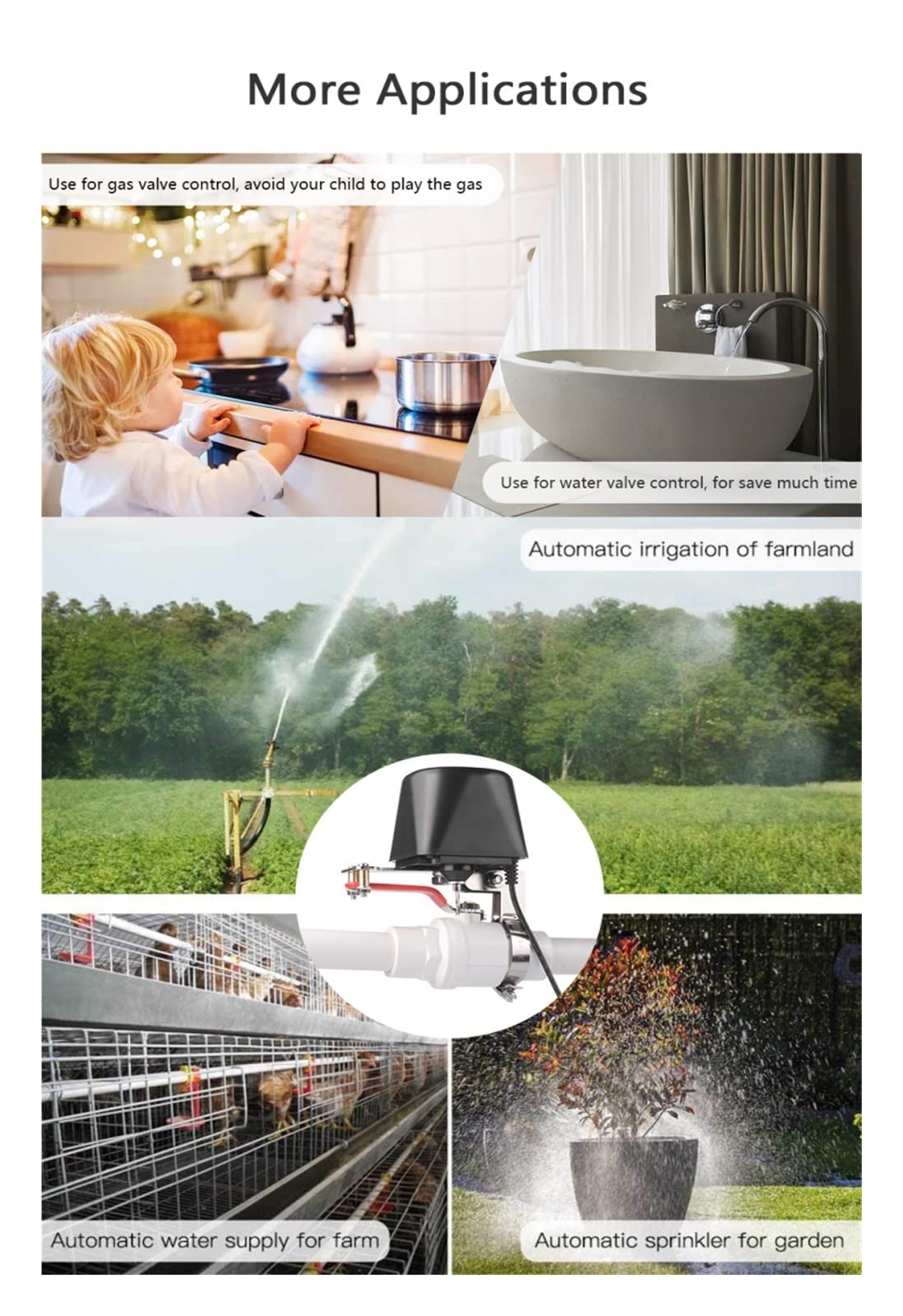 Válvula de agua inteligente Zigbee Smart Faucet interruptor de válvula de agua/Gas controlador inalámbrico Pipe Robot APP Control remoto compatible con Control inalámbrico inteligente Ambientes humani