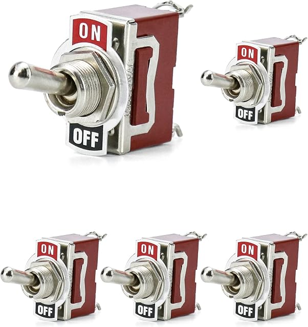 QWORK 5Pcs High Performance Car Rocker Toggle Switch, Premium Copper Toggle Switch ON-OFF 2 Position 2 Pins for Car Truck Boat (15A 250VAC / 20A 125VAC)