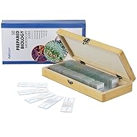 Vista 2 de Microscopio AmScope PS50 preparado portaobjetos de set para Biológica Básica Ciencia Educación, 50 Diapositivas, incluye carcasa ajustable de madera