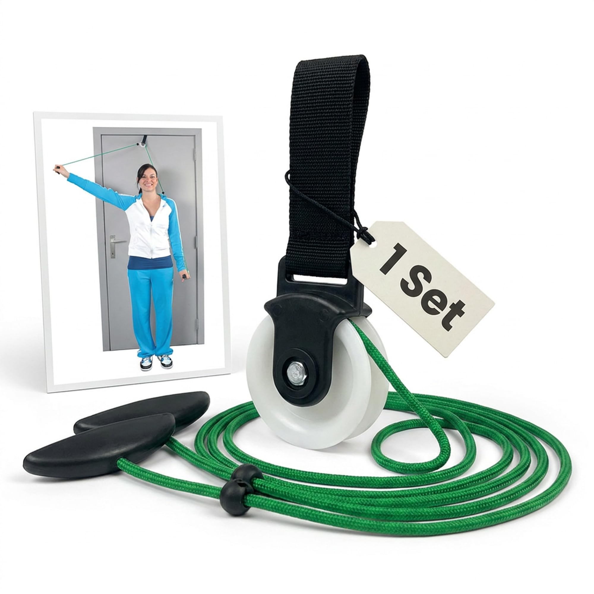 ATC Handels GmbH Shoulder Trainer Pulley, Shoulder Rope Pulley Set, Pulley Rope Gymnastics Including Handles and Attachment Rehabilitation, Physiotherapy, Shoulder Movement Door-image-27