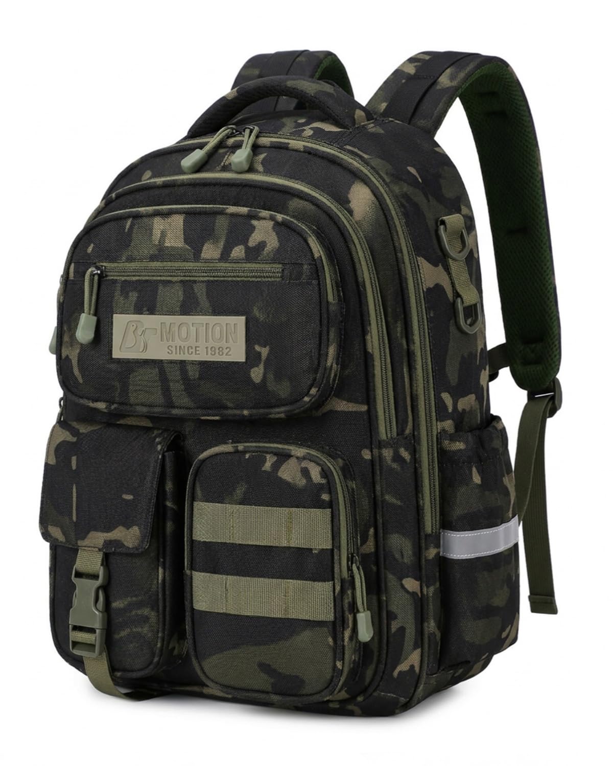 Tanou Schulrucksack Jungen 2-5. Klasse, Ergonomischer Schulranzen | Kinder Rucksack für Grundschule, 20 Liter Wasserabweisend Schultasche für Junge 8-12 Jahre, Camouflage-Schwarz