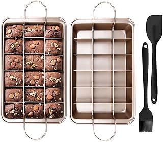 Moule à Brownie,Moulle Brownie,18 cellules Professionnelles de Pain de Brownie Le diviseur,la Structure Amovible Moule à Gàteau Antiadhésive en acier au carbone,Patisserie Muffin Tartelette