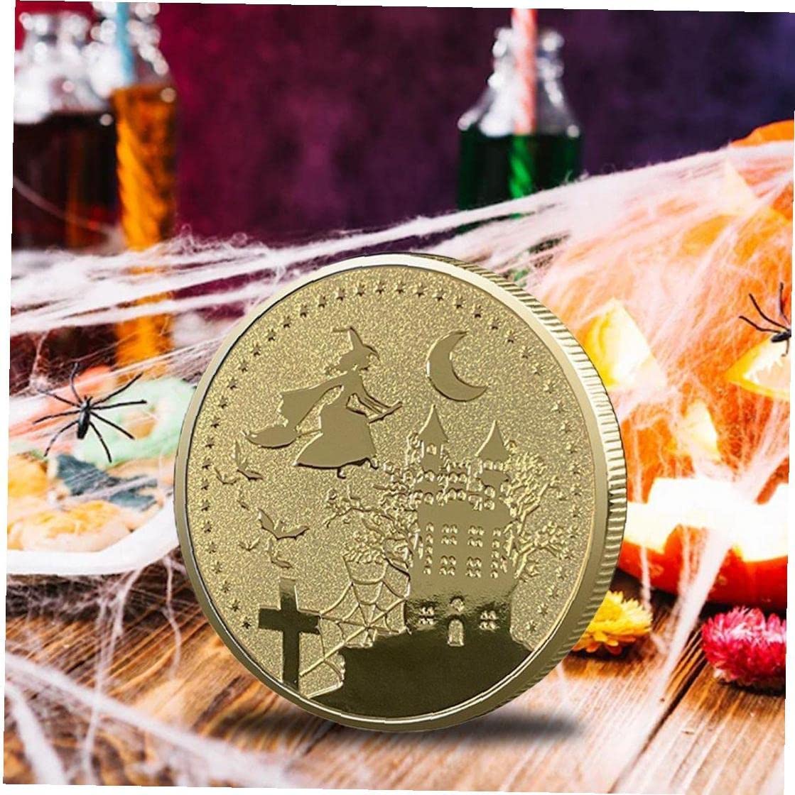 Amazon | 記念コイン 魔女 ゴースト キャッスル柄 チャレンジコイン ハロウィン コレクション 記念コイン 1個入り 通販