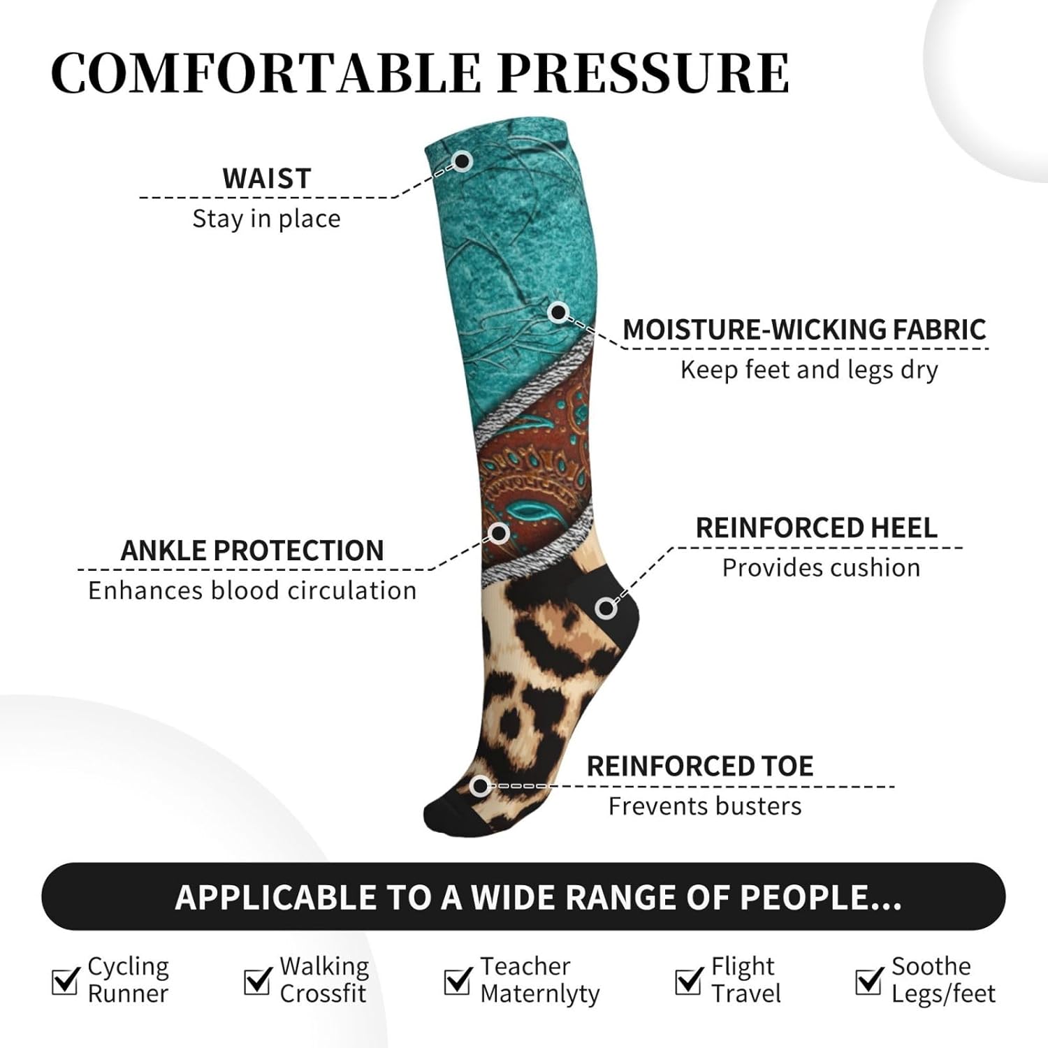 Compression Socks Women And Men For Nurses Travel Pregnancy Recovery Running Athletic - Image 6