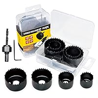 Vista 11 de KATA Juego de 8 piezas de sierra perforadora de 1 a 2-1/8 pulgadas en estuche con 1 mandril, 2 brocas y 1 llave hexagonal para madera blanda