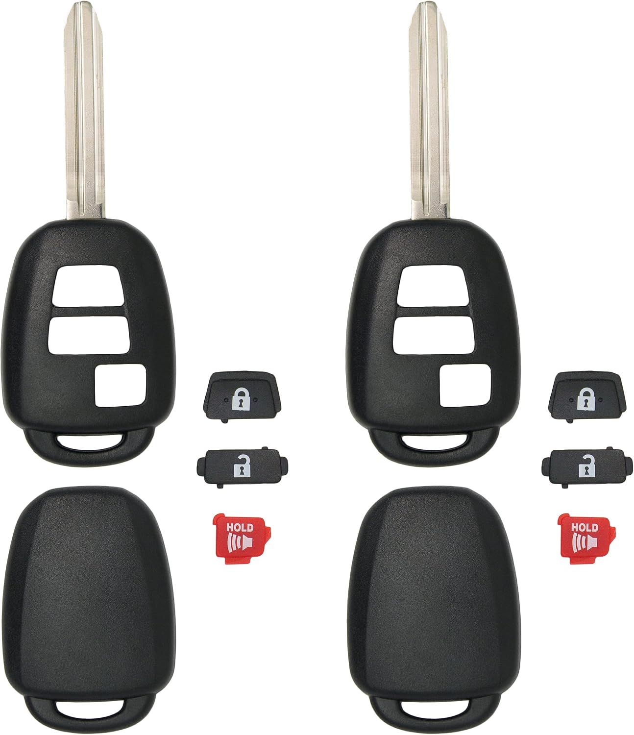 Keyless2Go Replacement for New Uncut Remote Head Key Shell and Button Pad MOZB52TH GQ4-52T HYQ12BDM - Shell ONLY (2 Pack)