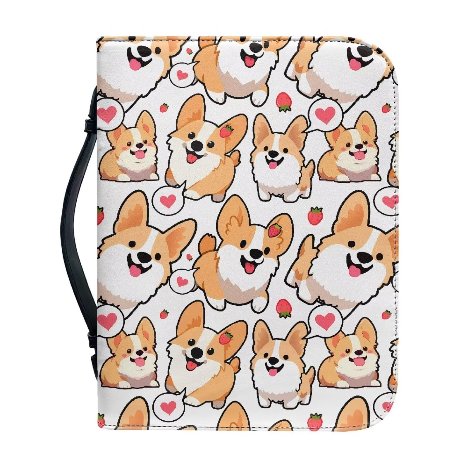Kuiaobaty Cartoon Pet Dog Pattern Bible Cover Case with Cute Corgi Puppy Bookmark Book Sleeve Protector Pouch, Faux Leather, Large — image 1
