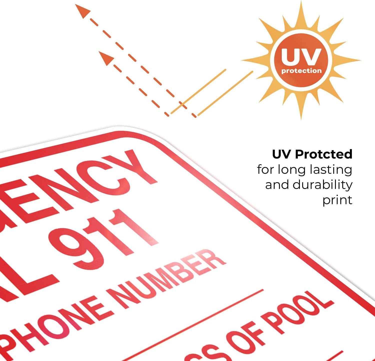 Emergency Dial 911 Sign, Pool Sign, 12x18 Inches, Rust Free .063 Aluminum, Fade Resistant, Made in USA